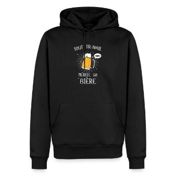 Tout Travail Mérite Sa Bière Apéro Bière Beauf - Sweat à capuche Premium bio Homme - noir - Devant - Nico (187cm)