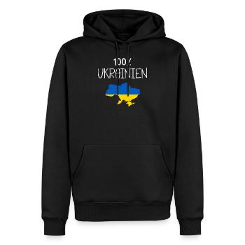 100 % Ukrainien - cadeau homme Ukraine - Sweat à capuche Premium bio Homme - noir - Devant - Nico (187cm)