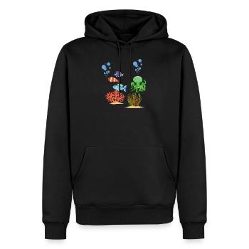 Animaux marins Coraux Monde sous-marin Pieuvre - Sweat à capuche Premium bio Homme - noir - Devant - Nico (187cm)