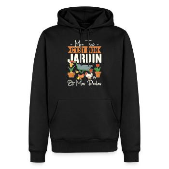 Mon Truc C'est Mon Jardin Et Mes Poules Cadeau - Sweat à capuche Premium bio Homme - noir - Devant - Nico (187cm)