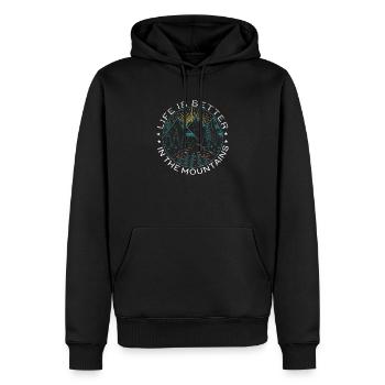 Live is better in the Mountains - Sweat à capuche Premium bio Homme - noir - Devant - Nico (187cm)