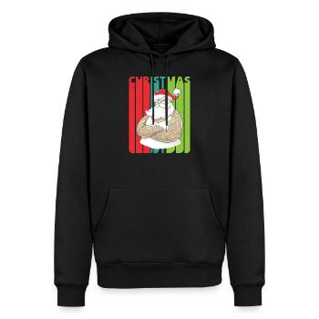 Retro Christmas Gifts. Tattooed Santa. Humorous. - Men’s Premium Organic Hoodie - black - Front - Nico (187cm)