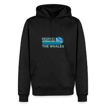 Respect The Whales Whale Lover Retro Design - Männer Premium Bio Hoodie - Schwarz - Vorne - Nico (187cm)