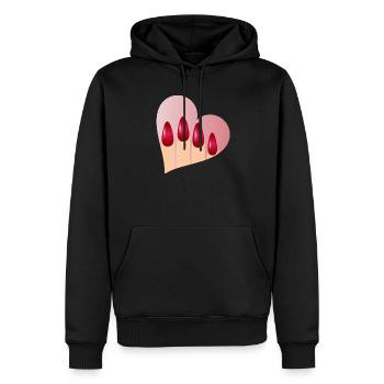 Maniküre mit Liebe - Herz mit roten Fingernägel - Männer Premium Bio Hoodie - Schwarz - Vorne - Nico (187cm)
