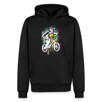 Bmx Graffiti | Bmx Fahrrad Fahrer Streetart - Männer Premium Bio Hoodie - Schwarz - Vorne - Nico (187cm)