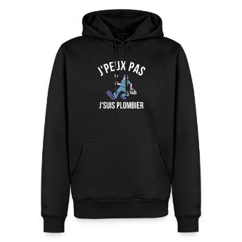 plombier, je suis plombier, plomberie - Sweat à capuche Premium bio Homme - noir - Devant - Nico (187cm)