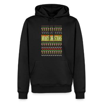 Festliches Weihnachtsmuster mit Santa Hüten - Männer Premium Bio Hoodie - Schwarz - Vorne - Nico (187cm)