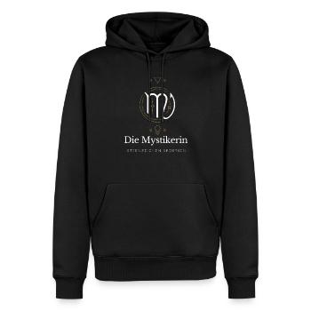 Die Mystikerin Virgo Logo - Männer Premium Bio Hoodie - Schwarz - Vorne - Nico (187cm)