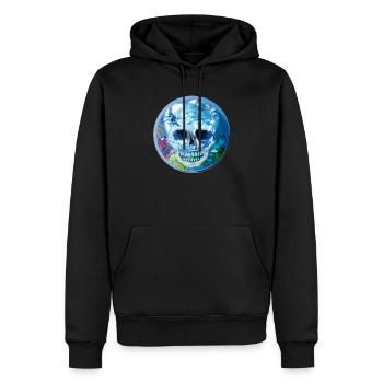 extravaganter kolorierter Totenkopf unter Wasser - Männer Premium Bio Hoodie - Schwarz - Vorne - Nico (187cm)