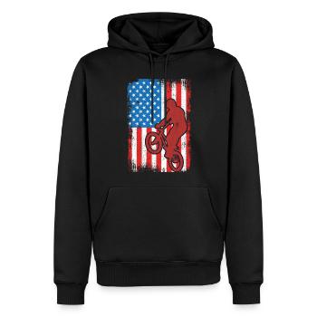 BMX USA - Männer Premium Bio Hoodie - Schwarz - Vorne - Nico (187cm)