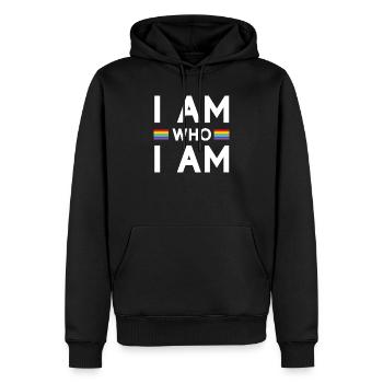 Mois de la fierté - Je suis qui je suis - LGBTQ+ - Sweat à capuche Premium bio Homme - noir - Devant - Nico (187cm)