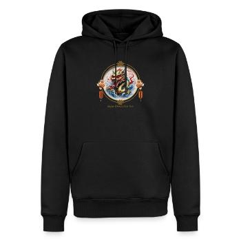 Dragon rouge doré chinois. Bonne Année - Sweat à capuche Premium bio Homme - noir - Devant - Nico (187cm)