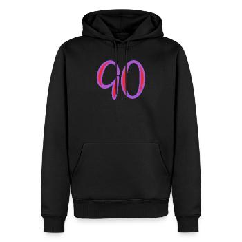 90. 90 YEARS. 90TH ANNIVERSARY. 90TH ANNIVERSARY. - Men’s Premium Organic Hoodie - black - Front - Nico (187cm)