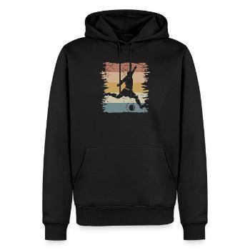 retro Fußball Spieler vintage Fußballer Mannschaft - Männer Premium Bio Hoodie - Schwarz - Vorne - Nico (187cm)