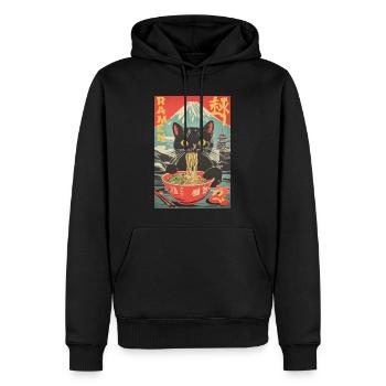 Vintage Anime Cat Ramen Japon - Sweat à capuche Premium bio Homme - noir - Devant - Nico (187cm)