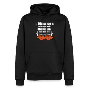Maurer Gefühle - Männer Premium Bio Hoodie - Schwarz - Vorne - Nico (187cm)