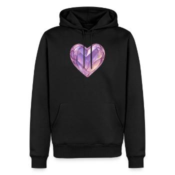 3D Glas Herz Lila - Männer Premium Bio Hoodie - Schwarz - Vorne - Nico (187cm)