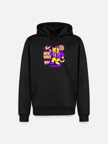 New Wave Cat - Männer Premium Bio Hoodie - Schwarz