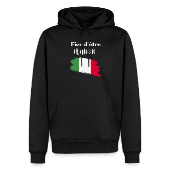 Fier d'être Italien - Sweat à capuche Premium bio Homme - noir - Devant - Nico (187cm)