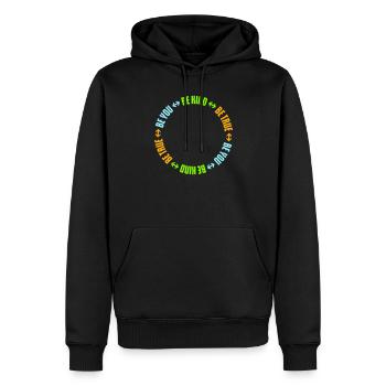 Sois gentil, sois sincère, sois toi-même, un amour de soi inspirant - Sweat à capuche Premium bio Homme - noir - Devant - Nico (187cm)