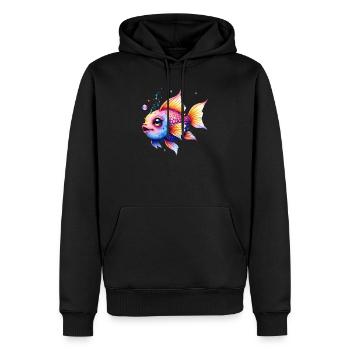 Verseau arc-en-ciel vibrant - Sweat à capuche Premium bio Homme - noir - Devant - Nico (187cm)