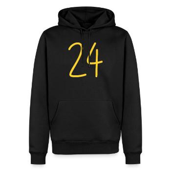 24 - Sweat à capuche Premium bio Homme - noir - Devant - Nico (187cm)