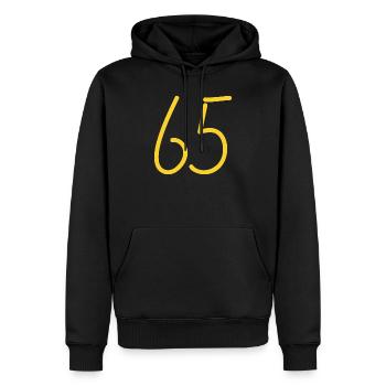 65 - Men’s Premium Organic Hoodie - black - Front - Nico (187cm)