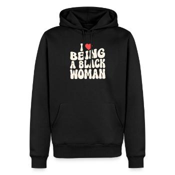 Proud Black Woman Identitätserklärung - Männer Premium Bio Hoodie - Schwarz - Vorne - Nico (187cm)