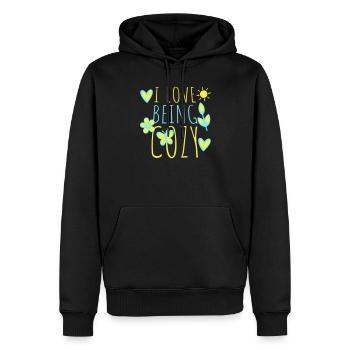 I Love Being Cozy Gemütlichkeit Zuhause Entspannt - Men’s Premium Organic Hoodie - black - Front - Nico (187cm)