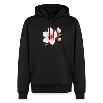 Mandelblüte Rosa Frühlingsblume - Männer Premium Bio Hoodie - Schwarz - Vorne - Nico (187cm)