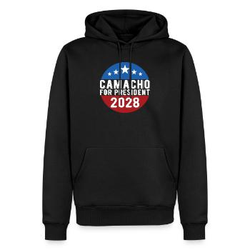 Camacho 2028 Emblem-Parodie Lustig, nicht sicher - Männer Premium Bio Hoodie - Schwarz - Vorne - Nico (187cm)