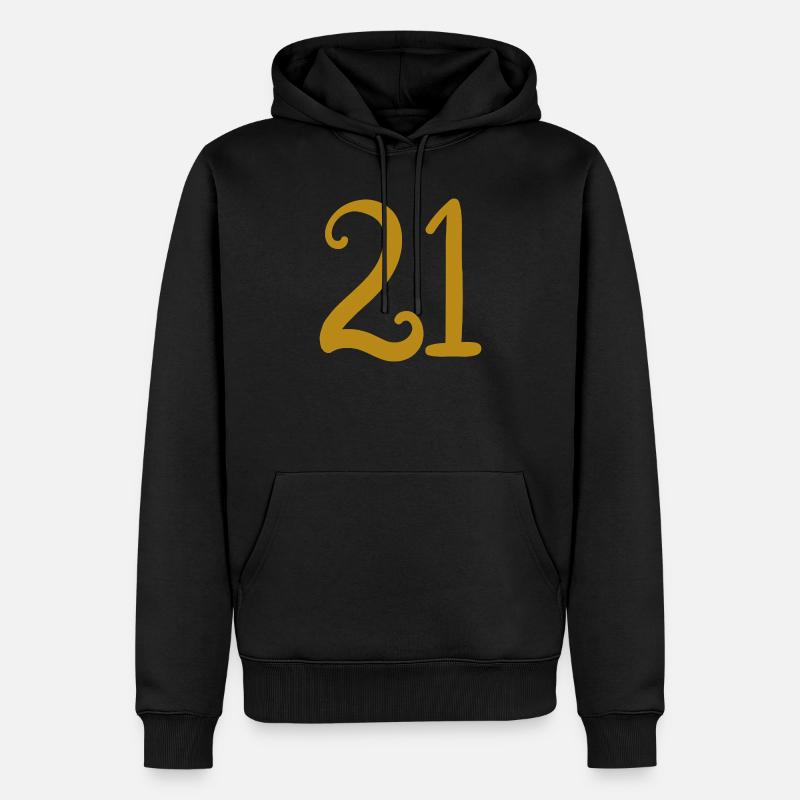 21 - Sweat à capuche Premium bio Homme - noir