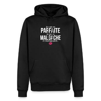 Je Ne Suis Pas Parfaite Mais Je Suis Malgache E... - Sweat à capuche Premium bio Homme - noir - Devant - Nico (187cm)