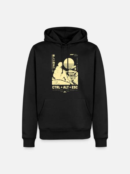 Sonnenuntergangssilhouette CTRL ALT ESC - Männer Premium Bio Hoodie - Schwarz