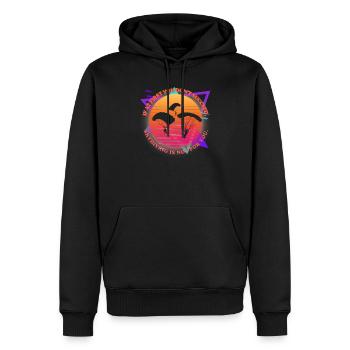 Sonnenuntergangs- und Gleitschirmsprung-Witz - Männer Premium Bio Hoodie - Schwarz - Vorne - Nico (187cm)