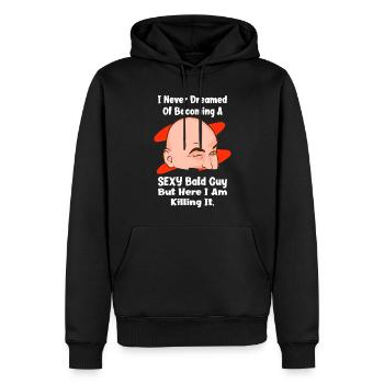 Je n’ai jamais rêvé de devenir un homme chauve sexy tête chauve - Sweat à capuche Premium bio Homme - noir - Devant - Nico (187cm)