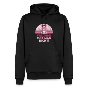 Vegan Veganer Lifestyle Geschenk · Freunde ist man - Männer Premium Bio Hoodie - Schwarz - Vorne - Nico (187cm)
