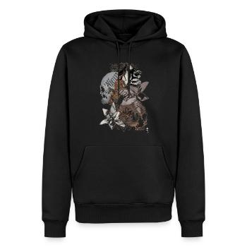 Nénuphar crâne - Sweat à capuche Premium bio Homme - noir - Devant - Nico (187cm)