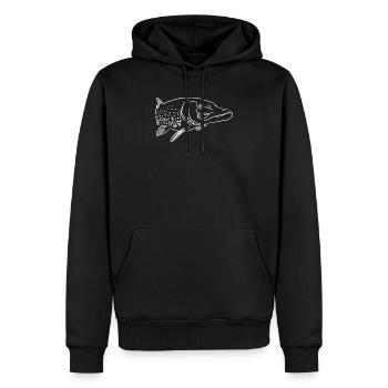 Le brochet est linéaire - Sweat à capuche Premium bio Homme - noir - Devant - Nico (187cm)