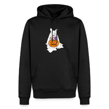 Husky Geist Kürbislaterne Halloween - Männer Premium Bio Hoodie - Schwarz - Vorne - Nico (187cm)