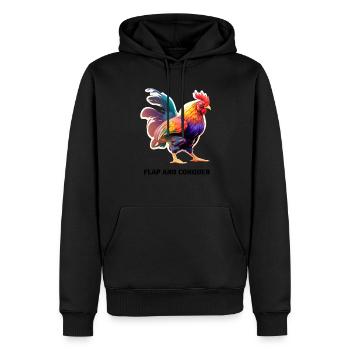FLAP AND CONQUER - Männer Premium Bio Hoodie - Schwarz - Vorne - Nico (187cm)