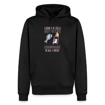 Le vin mousseux : mon véritable amour - Sweat à capuche Premium bio Homme - noir - Devant - Nico (187cm)