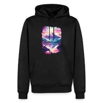 Retro Paysage Aesthétique Japonais - Sweat à capuche Premium bio Homme - noir - Devant - Nico (187cm)
