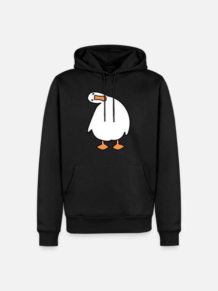 Lustige Gans mit verrücktem Blick - Männer Premium Bio Hoodie - Schwarz
