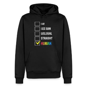 HUMAN Awesome Pride Identification Retro T-Shirt - Men’s Premium Organic Hoodie - black - Front - Nico (187cm)