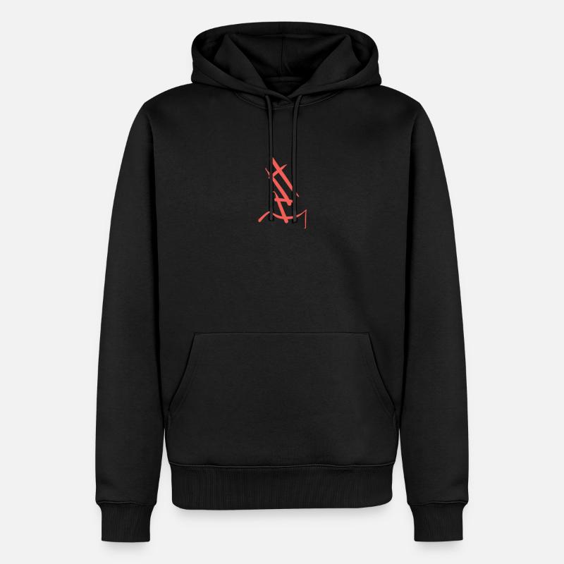 Roter, abstrakter Buchstabe E - Männer Premium Bio Hoodie - Schwarz