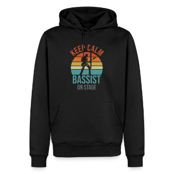 Bass Guitar Retro Bassist Guitarist Musician Gig - Men’s Premium Organic Hoodie - black - Front - Nico (187cm)