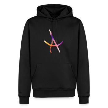 Rainbow A on T-shirt - Men’s Premium Organic Hoodie - black - Front - Nico (187cm)