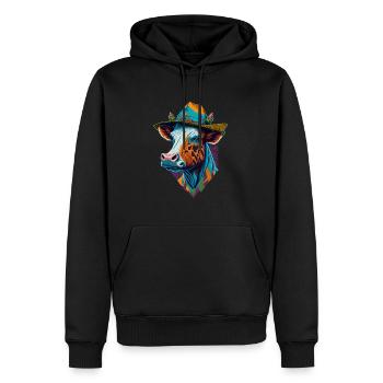Bunte Kuh mit Hut Lustige Kühe Farmer Bauer - Männer Premium Bio Hoodie - Schwarz - Vorne - Nico (187cm)