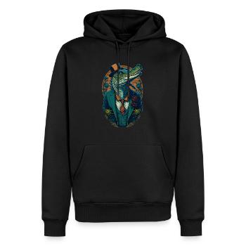 Krokodil mit Hut und Anzug Lustic Comic Style - Männer Premium Bio Hoodie - Schwarz - Vorne - Nico (187cm)